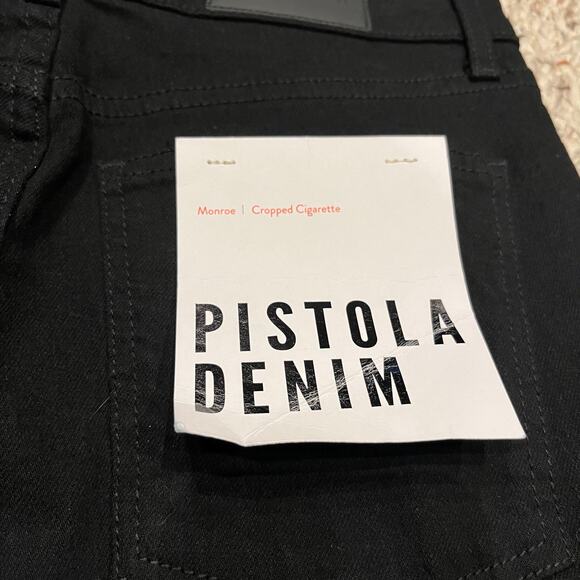 NWT Pistola Monroe Cropped Cigarette Jeans Sz 27 Black Raw Hem Grunge Casual - Picture 6 of 6